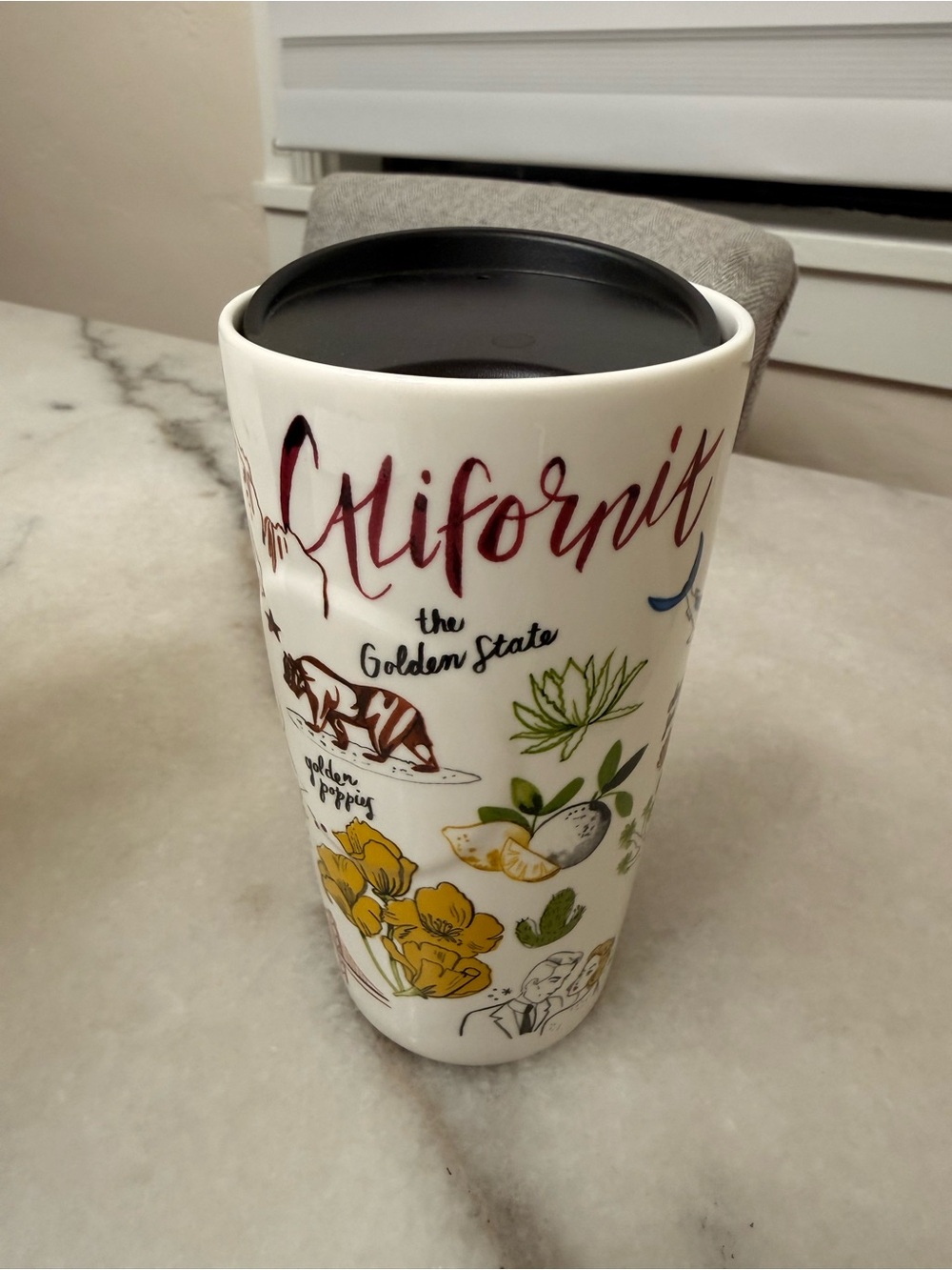 Starbucks California Themed White Travel Tumbler - Hot & Cold Cup- collectible